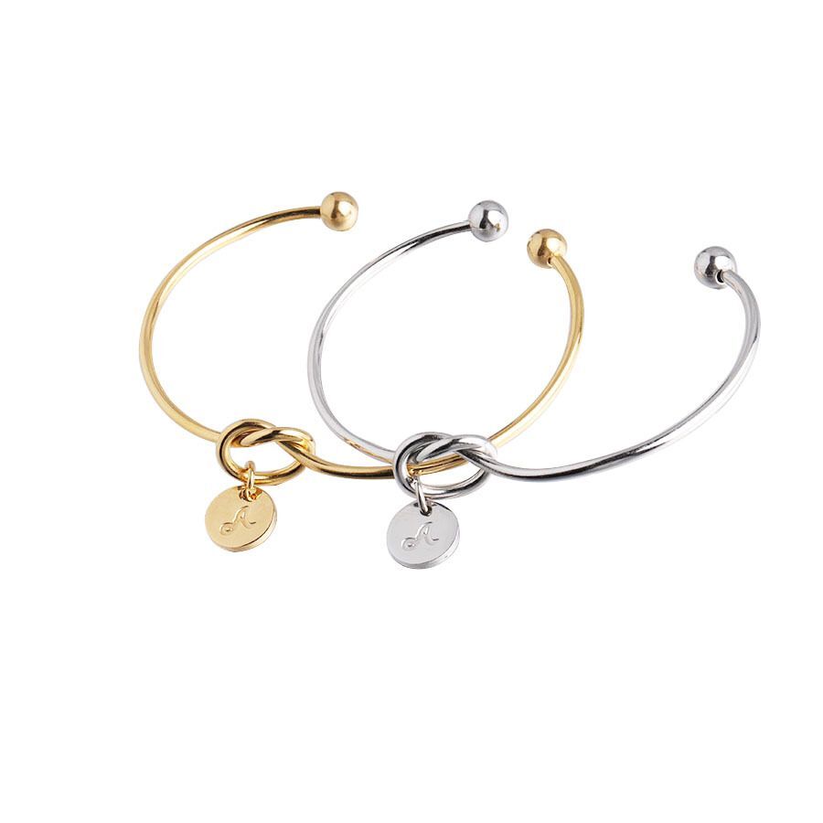 Bijoux-Women-Jewelry-26-Initial-Letters-Disc-Knot-Bangle-Bracelet