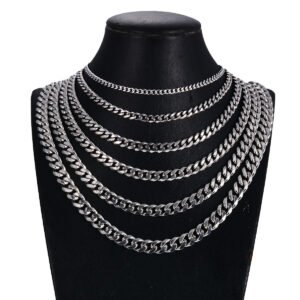 Six-side-ground Cuban chains with beveled sides and diamond-shaped profiles