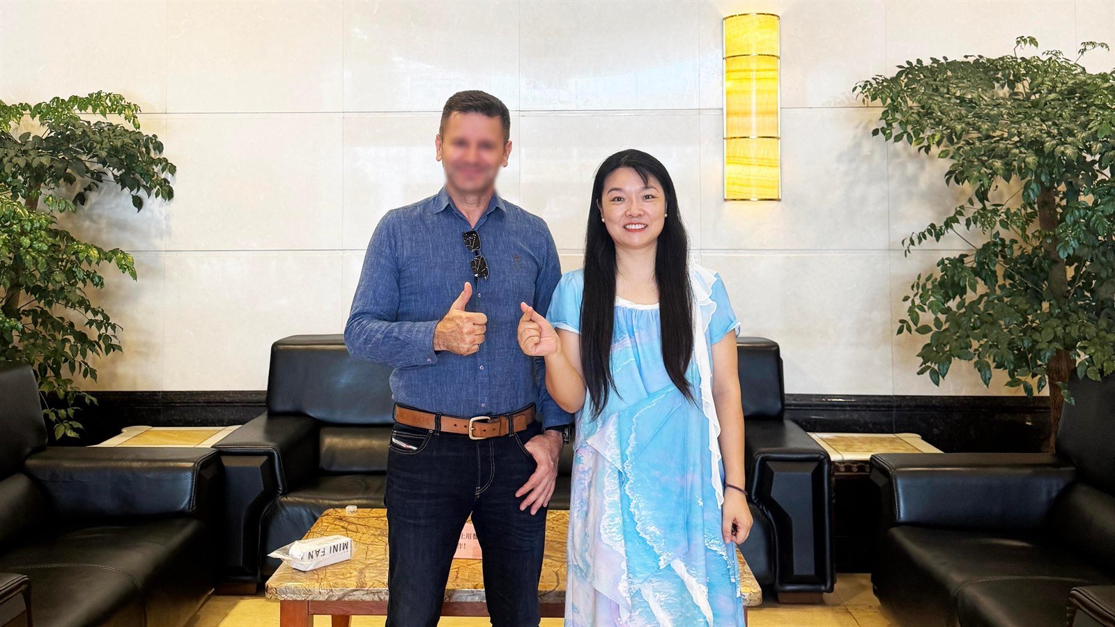 Vivian of Domi Jewelry with a visiting Dubai customer in Changan Dongguan