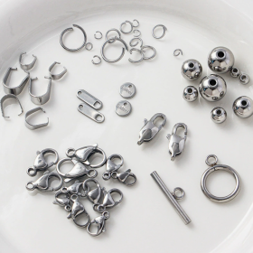 Stainless steel jewelry accessories including clasps and components for OEM and bulk orders