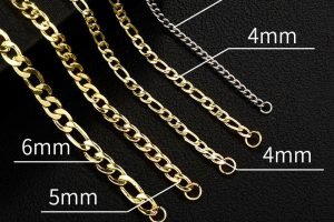 Stainless steel 3:1 NK Figaro chains in multiple widths