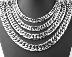 Double-woven six-side-ground Cuban chains with dense links and beveled facets